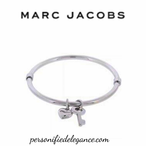 Marc Jacobs Sliver Heart Key Charm Bangle Bracelet - Picture 5 of 5